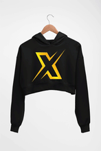 Load image into Gallery viewer, Battlegrounds Mobile India (BGMI) Xspark Esport Crop HOODIE FOR WOMEN-Black-Ektarfa.online
