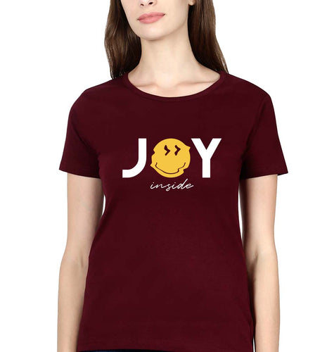 Joy Emoji T-Shirt for Women-Maroon-Ektarfa.online