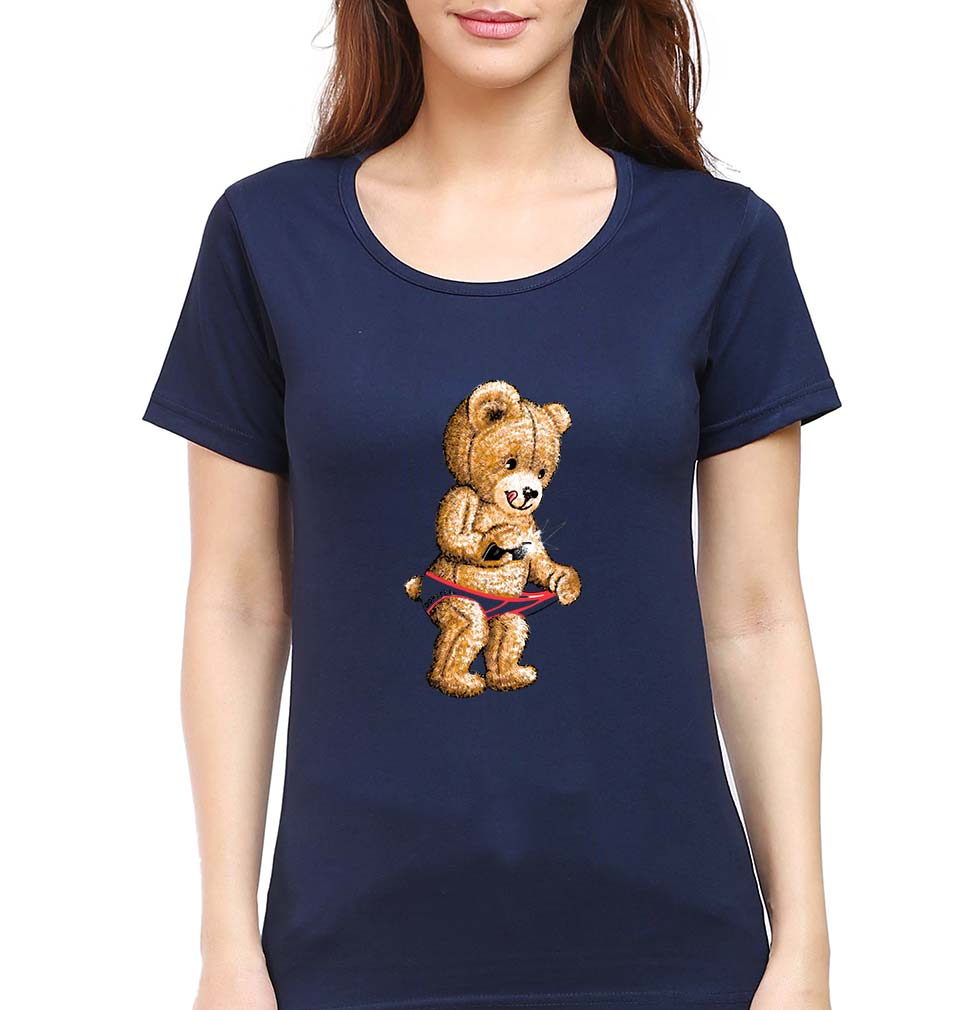 Domrebel Bear T-Shirt for Women-Navy Blue-Ektarfa.online