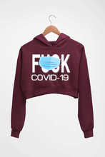 Load image into Gallery viewer, Covid 19 Crop HOODIE FOR WOMEN-Maroon-Ektarfa.online

