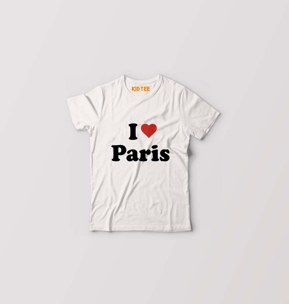 I Love Paris Kids T-Shirt for Boy/Girl-White-Ektarfa.online