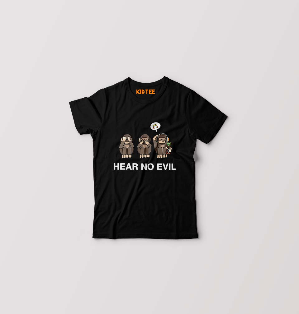 Hear no evil T-Shirt for Boy/Girl-Black-Ektarfa.online