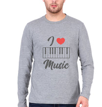 Load image into Gallery viewer, Love Music Piano Full Sleeves T-Shirt for Men-Grey Melange-Ektarfa.online
