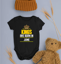 Load image into Gallery viewer, Kings Are Born In June Kids Romper For Baby Boy/Girl-0-5 Months(18 Inches)-Black-Ektarfa.online
