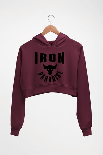 Iron Paradise Crop HOODIE FOR WOMEN-Maroon-Ektarfa.online