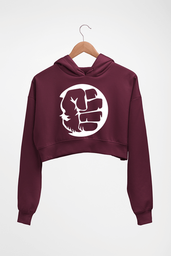 Hulk Superhero Crop HOODIE FOR WOMEN-Maroon-Ektarfa.online