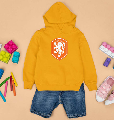 Netherlands Football Kids Hoodie for Boy/Girl-Mustard Yellow-Ektarfa.online