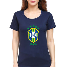 Load image into Gallery viewer, Brazil Football T-Shirt for Women-Navy Blue-Ektarfa.online
