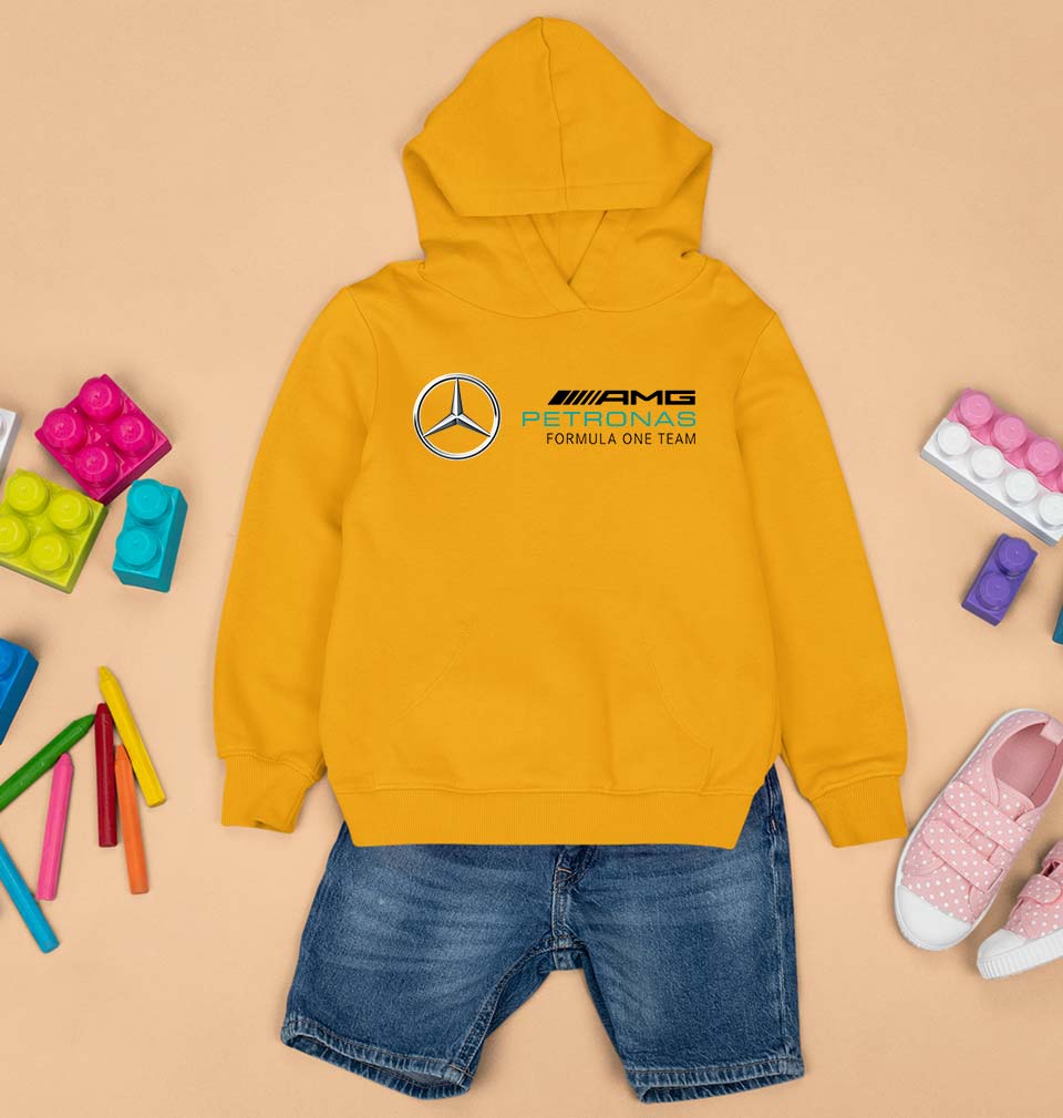 Mercedes AMG Petronas F1 Kids Hoodie for Boy/Girl-0-1 Year(22 Inches)-Mustard Yellow-Ektarfa.online