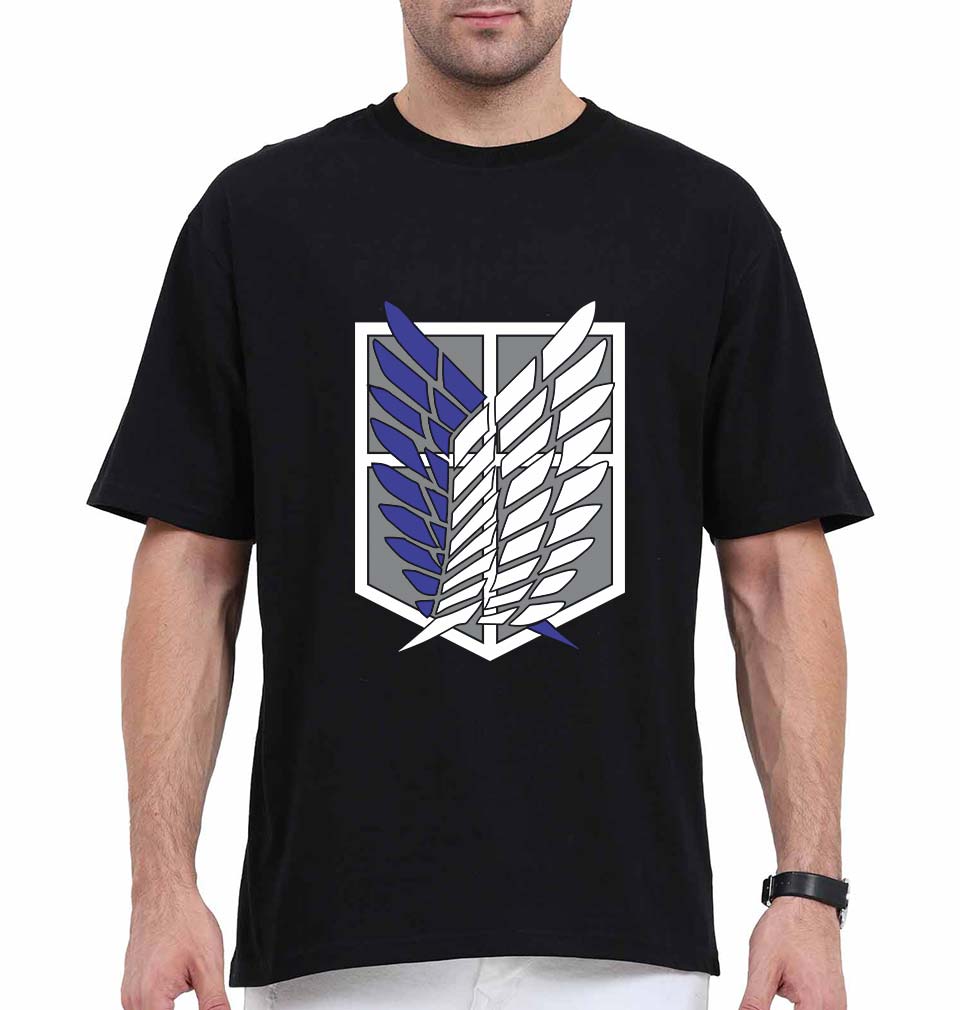 Attack on Titan Oversized T-Shirt for Men-Black-Ektarfa.online