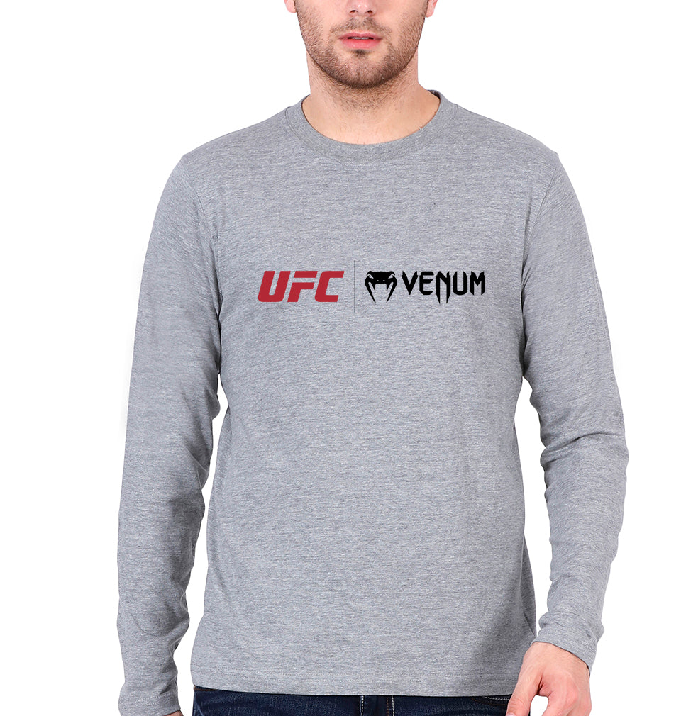 UFC Venum Full Sleeves T-Shirt for Men-Grey Melange-Ektarfa.online