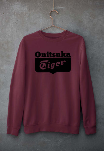 Onitsuka Tiger Unisex Sweatshirt for Men/Women-S(40 Inches)-Maroon-Ektarfa.online