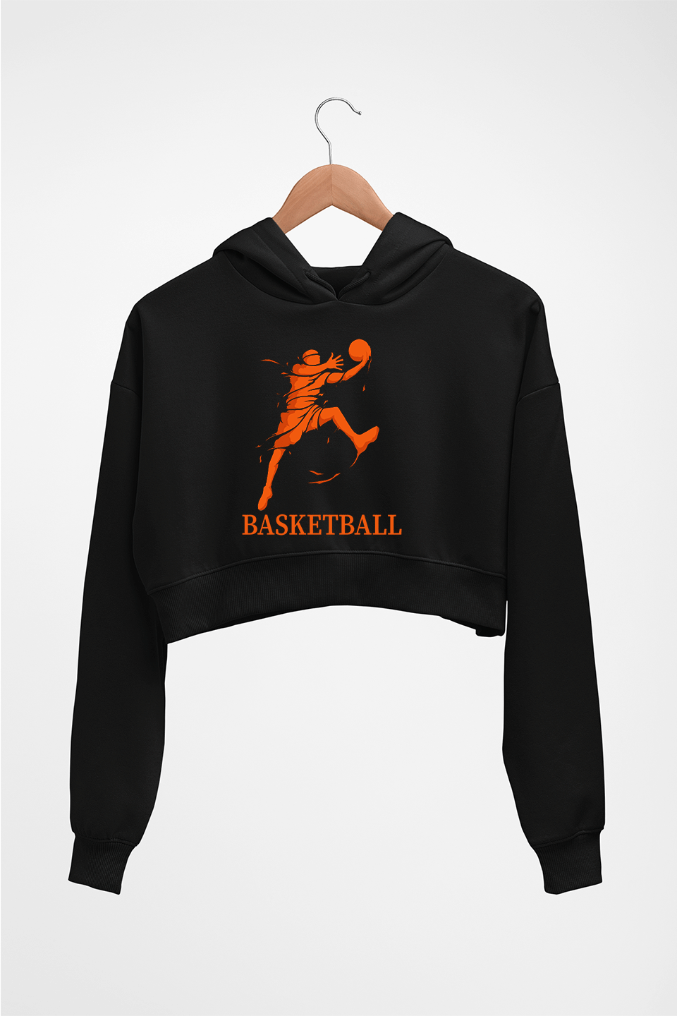 NBA Basketball Crop HOODIE FOR WOMEN-Black-Ektarfa.online