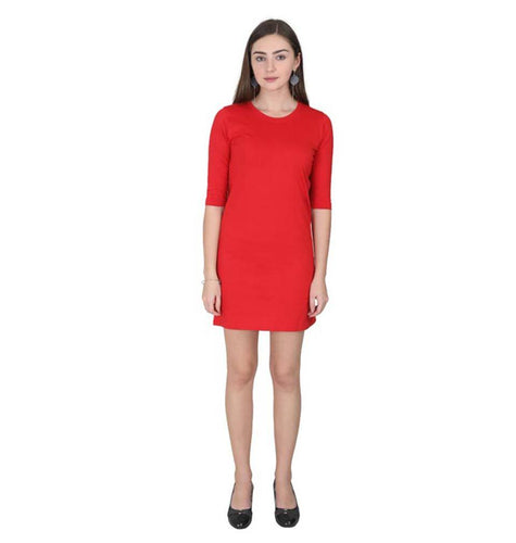 Plain Red Long Top/Dress for Women-ektarfa.com