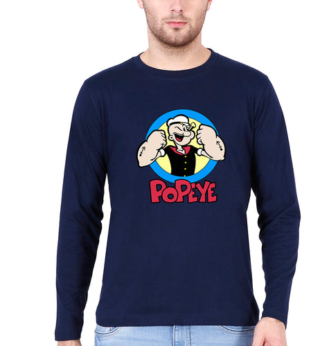 Popeye Full Sleeves T-Shirt for Men-Navy Blue-Ektarfa.online
