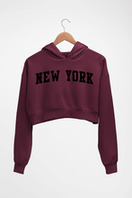 Load image into Gallery viewer, New York Crop HOODIE FOR WOMEN-Maroon-Ektarfa.online

