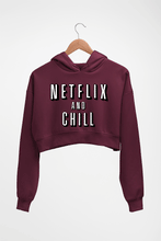 Load image into Gallery viewer, Netflix and Chill Crop HOODIE FOR WOMEN-Maroon-Ektarfa.online
