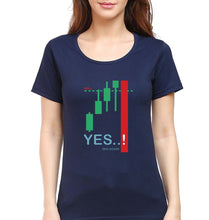 Load image into Gallery viewer, Share Market(Stock Market) T-Shirt for Women-Navy Blue-Ektarfa.online
