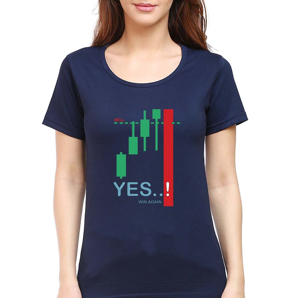 Share Market(Stock Market) T-Shirt for Women-Navy Blue-Ektarfa.online