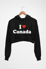 Load image into Gallery viewer, I Love Canada Crop HOODIE FOR WOMEN-Black-Ektarfa.online
