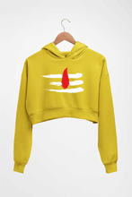 Load image into Gallery viewer, Shiva Tilak Crop HOODIE FOR WOMEN-Mustard Yellow-Ektarfa.online
