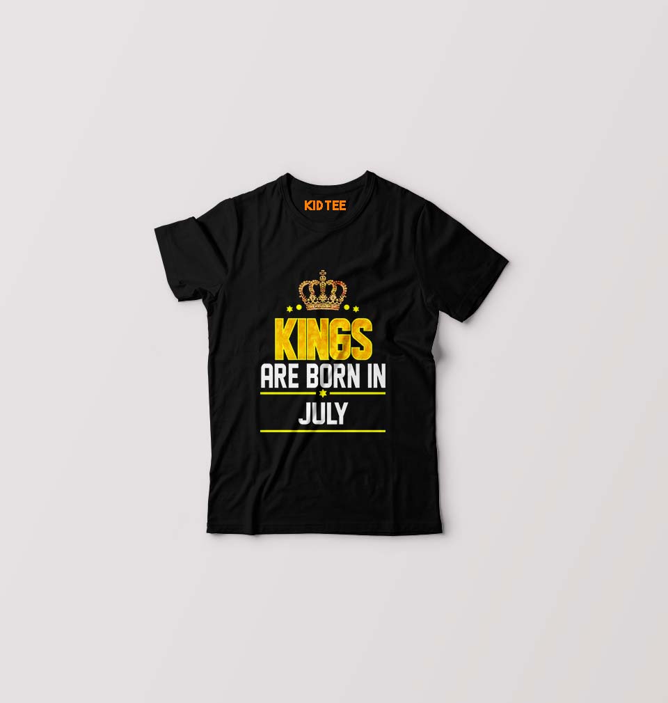 Kings Are Born In July Kids T-Shirt for Boy/Girl-Black-Ektarfa.online
