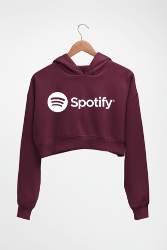 Spotify Crop HOODIE FOR WOMEN-Maroon-Ektarfa.online