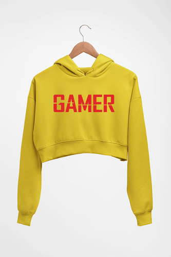 Gamer Crop HOODIE FOR WOMEN-Mustard Yellow-Ektarfa.online