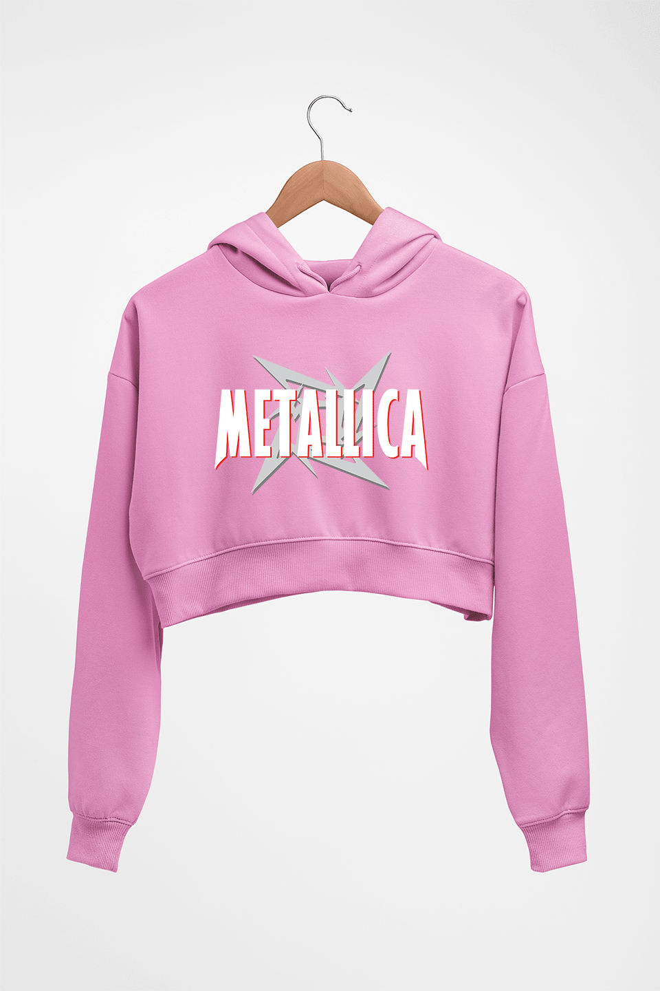 Metallica Crop HOODIE FOR WOMEN-Light Baby Pink-Ektarfa.online