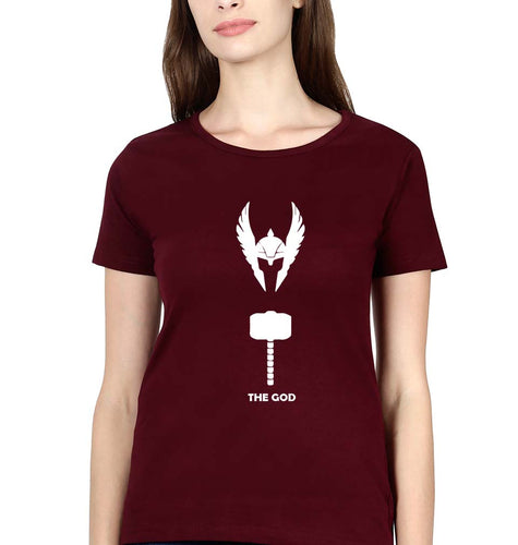 Thor Superhero T-Shirt for Women-Maroon-Ektarfa.online