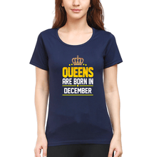 Load image into Gallery viewer, Queens Are Born In December T-Shirt for Women-Navy Blue-Ektarfa.online
