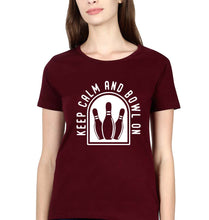 Load image into Gallery viewer, Bowling T-Shirt for Women-Maroon-Ektarfa.online
