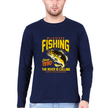 Load image into Gallery viewer, Fishing Full Sleeves T-Shirt for Men-Navy blue-Ektarfa.online
