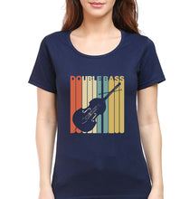 Load image into Gallery viewer, Double Bass Violin T-Shirt for Women-Navy Blue-Ektarfa.online
