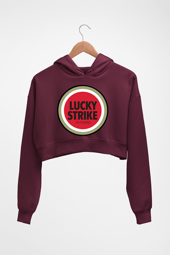 Lucky Strike Crop HOODIE FOR WOMEN-Maroon-Ektarfa.online