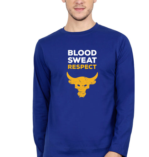 Blood Sweat Respect Gym Full Sleeves T-Shirt for Men-Royal Blue-Ektarfa.online