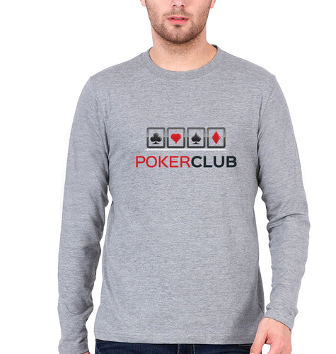 Poker Full Sleeves T-Shirt for Men-Grey Melange-Ektarfa.online