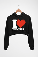 Load image into Gallery viewer, I Love Tennis Crop HOODIE FOR WOMEN-Black-Ektarfa.online
