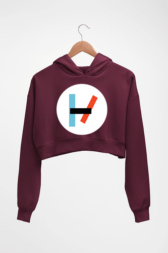 Twenty one pilots Crop HOODIE FOR WOMEN-Maroon-Ektarfa.online