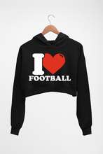 Load image into Gallery viewer, I Love Football Crop HOODIE FOR WOMEN-Black-Ektarfa.online
