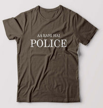 Load image into Gallery viewer, AA Rahi Hai Police T-Shirt for Men-Olive Green-Ektarfa.online
