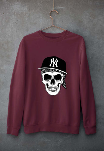 Hip Hop Skull NY Unisex Sweatshirt for Men/Women-Maroon-Ektarfa.online