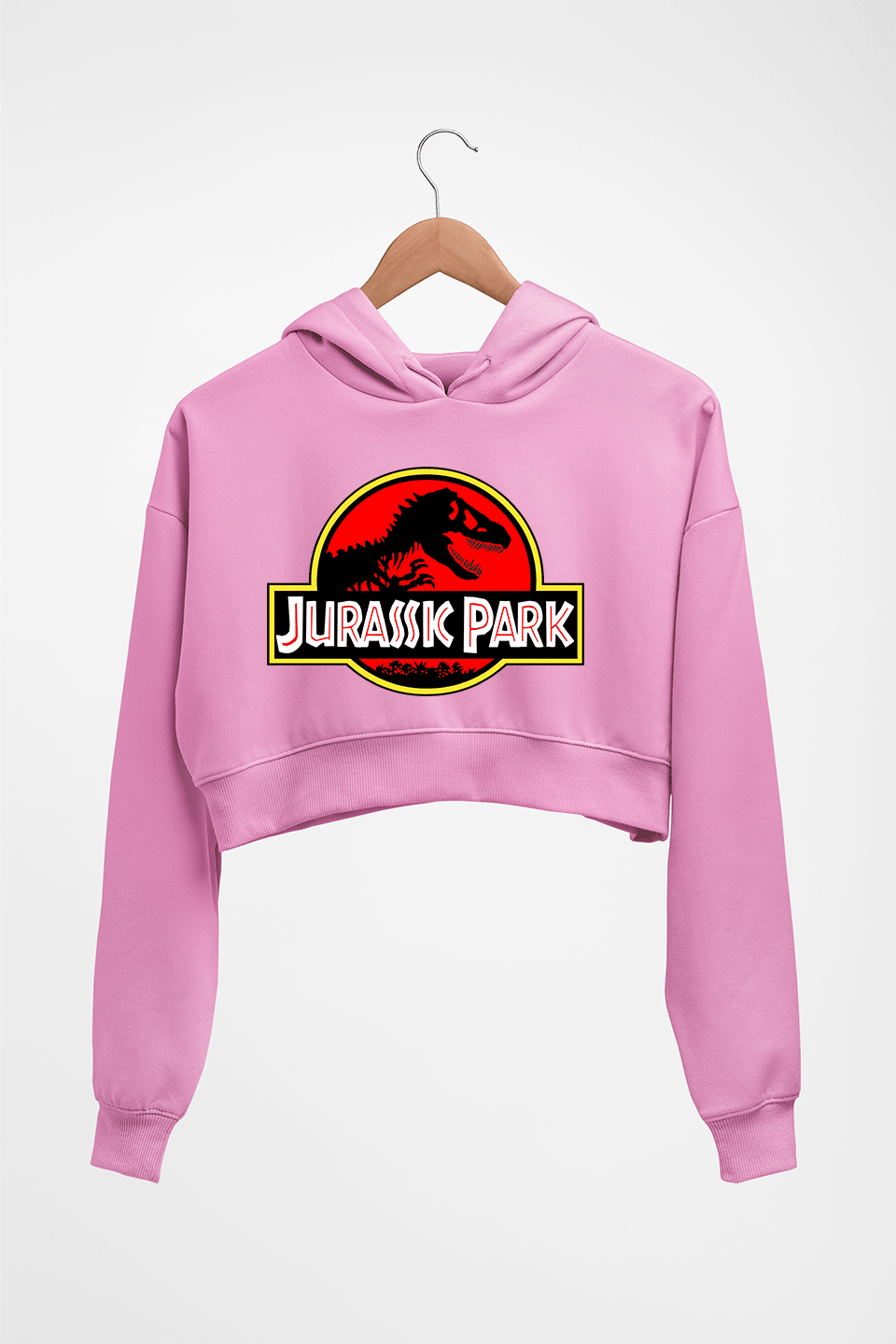 Jurassic Park Crop HOODIE FOR WOMEN-Light Baby Pink-Ektarfa.online