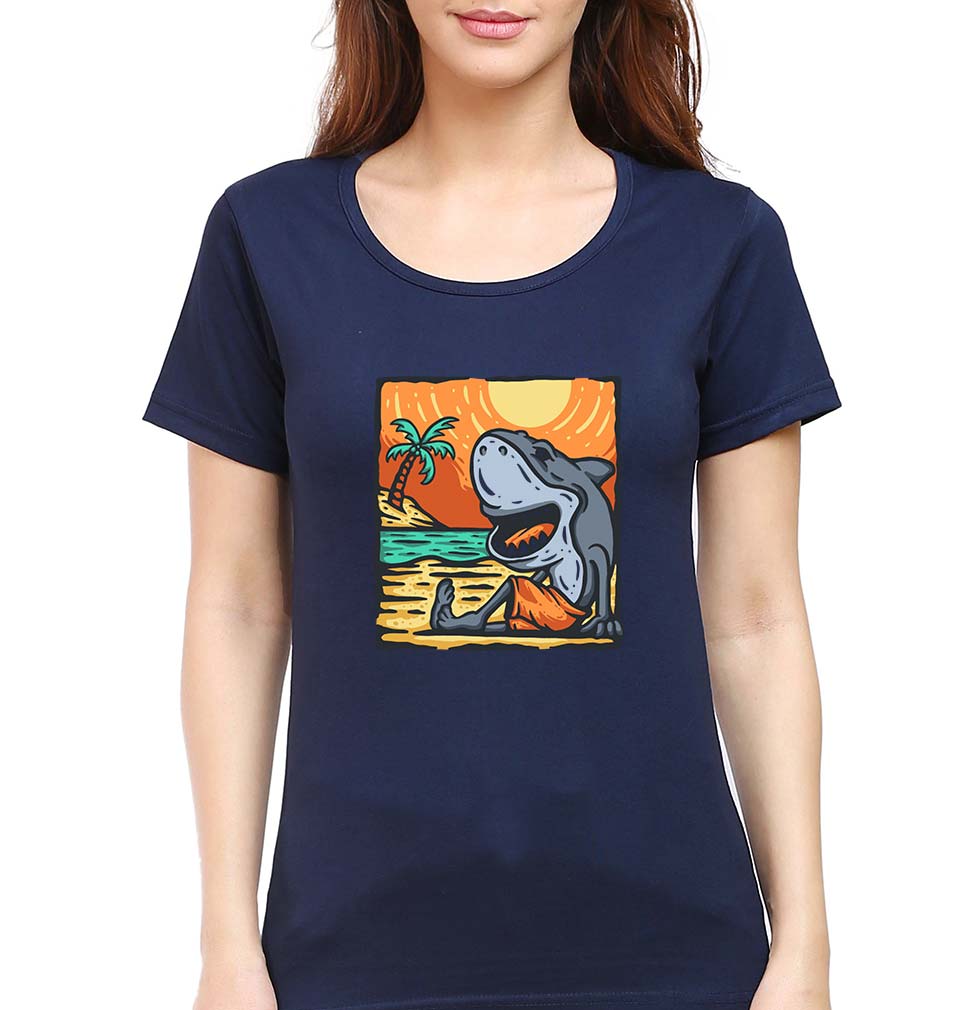 Shark T-Shirt for Women-Navy Blue-Ektarfa.online