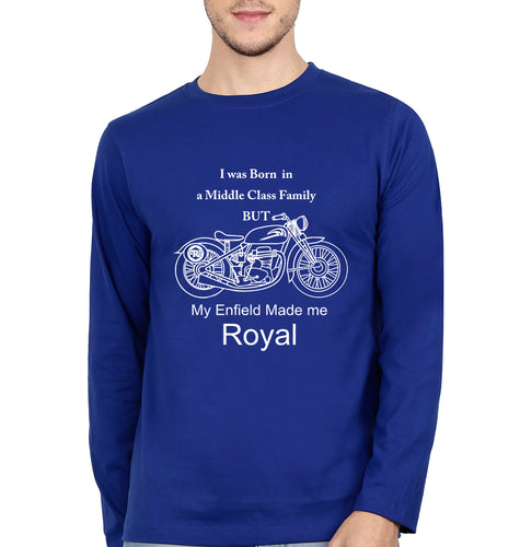 My Enfield made me Royal Full Sleeves T-Shirt for Men-Royal Blue-Ektarfa.online
