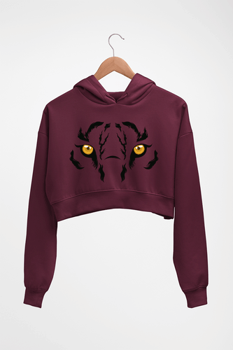 Tiger Eyes Crop HOODIE FOR WOMEN-Maroon-Ektarfa.online