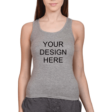 Load image into Gallery viewer, Customized-Custom-Personalized Tank Top for Women-S(34 Inches)-Grey Melange-ektarfa.com
