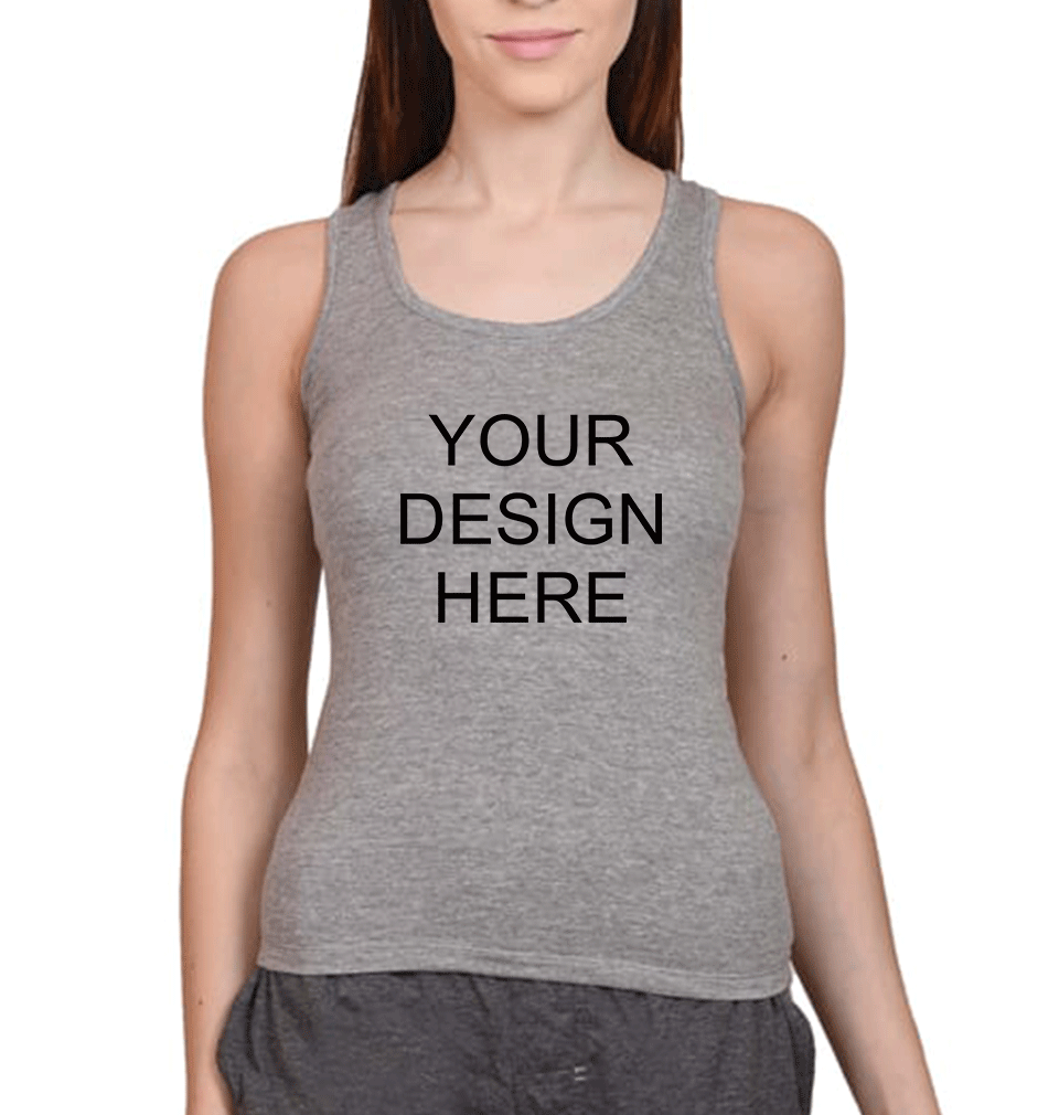 Customized-Custom-Personalized Tank Top for Women-S(34 Inches)-Grey Melange-ektarfa.com