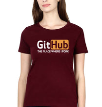 Load image into Gallery viewer, GitHub T-Shirt for Women-Maroon-Ektarfa.online
