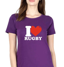 Load image into Gallery viewer, I Love Rugby T-Shirt for Women-Purple-Ektarfa.online

